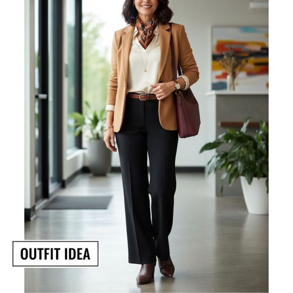 VTG Talbots Dress Pants Wool Black Flat Front Career Suit Trouser Y2K 12 Petite - Picture 9 of 9